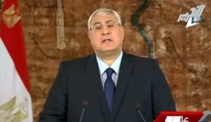 عدلي منصور يبكى خلال كلمة وداعه للمصريين